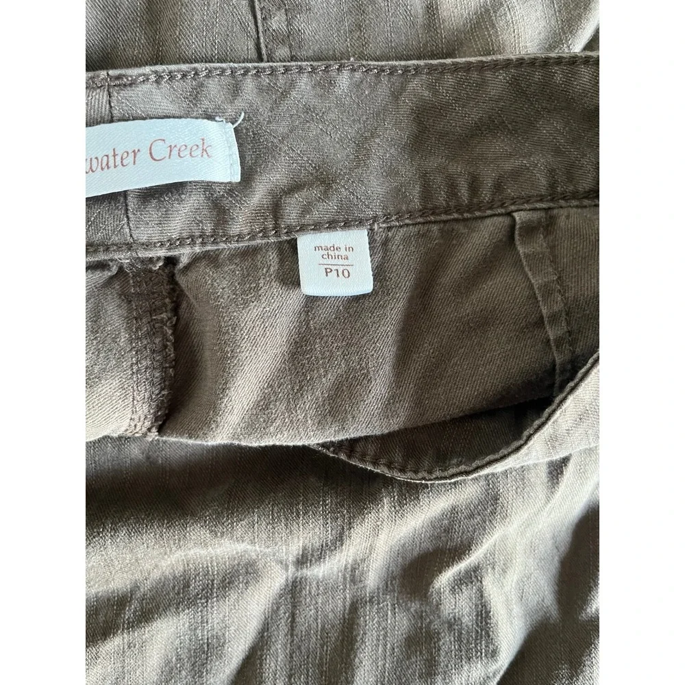 Coldwater Creek Cargo Pants P10 Brown Tencel Blend Embroidered Utility Boho